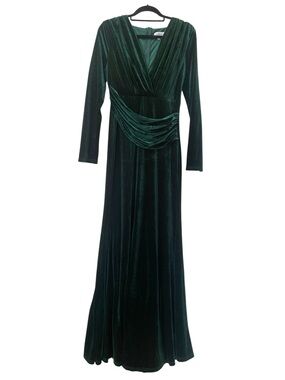 Faeriesty Dark Green Velvet Long Sleeve V-Neck Evening Gown size XL